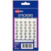 AVERY 932351 STAR STICKERS 14MM SILVER PACK 90
