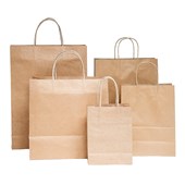 PAPER BAG TWIST HANDLE NO10 NATURAL KRAFT PETITE W205 X H275 X D110MM PACK 250