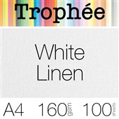 TROPHEE COLOURED PAPER A4 160GSM WHITE LINEN PACK 100