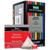 DILMAH EXCEPTIONAL TEA BAGS ENGLISH BREAKFAST INDIVIDUALLY FOIL ENVELOPED BOX 50