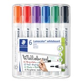 STAEDTLER 351 LUMOCOLOR WHITEBOARD MARKER BULLET 20MM ASSORTED PACK 6
