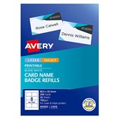 AVERY 947002 L7418K NAME BADGE CARD REFILLS 8UP 865 X 555MM WHITE PACK 200